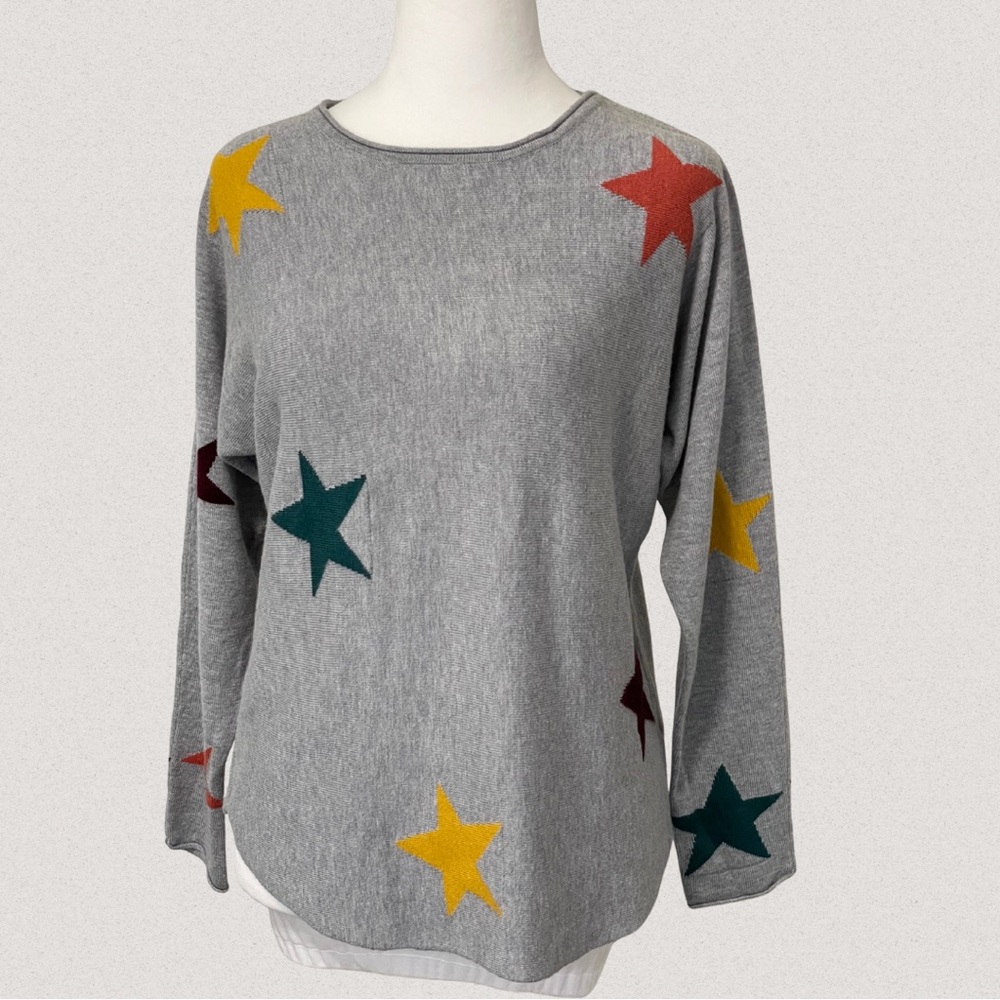 Rachel Zoe Cashmere Blend Sweater with Colorful Star Accents